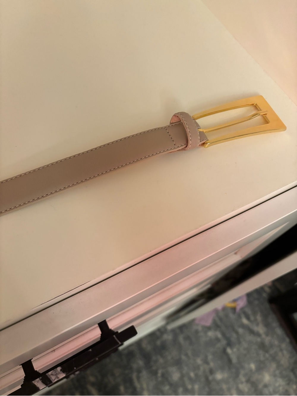 Aureum No 10 Beige Belt with Gold Buckle - Picture 3 of 3